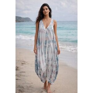 Young Fabulous & Broke Tie Dye Harem Maxi Dress Blue Pink Boho Sleeveless M